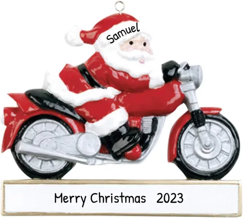 Miniatura 2 de Adorno de Navidad personalizado para motocicleta 2024 – Carreras de pista de tierra, bicicleta, decoración de vehículos, Papá Noel motorista