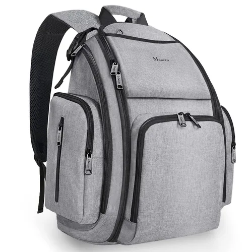 Mancro - Mochila, pañalera, Mochila para pañales para papá y mamá, bolsa de viaje para mujeres y hombres, L, 1-gris