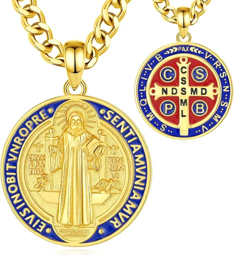 Miniatura 35 de CELESTIA Medallas de plata de ley 925 San Miguel/San Cristóbal/San Benito/San Gabriel/Virgen María/Jesús/Caravaca/Metatrón/Sello de los Siete