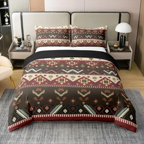 Miniatura 21 de Juego de ropa de cama 100% algodón exótico con funda de edredón individual, diseño tribal, suroeste americano, étnico, bohemio, abstracto