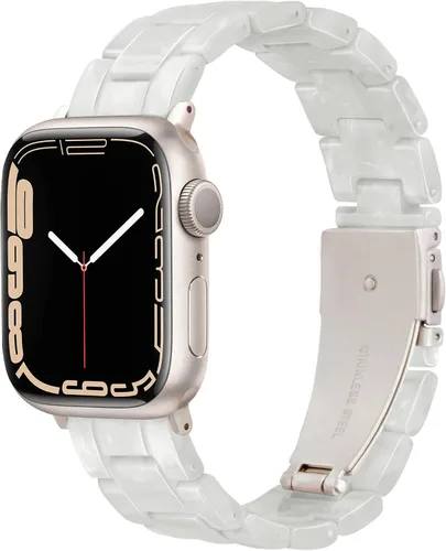 Miniatura 7 de Compatible con Apple Watch Band de 1.614 in, 1.575 in, 1.496 in o 1.929 in, 1.772 in, 1.732 in, 1.654 in, correa de repuesto de resina ligera Blanco