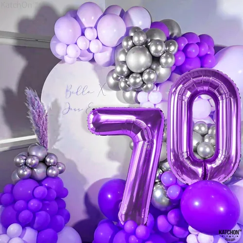 Miniatura 6 de KatchOn Globos gigantes morados del número 70, 40 pulgadas, decoraciones de 70 cumpleaños, suministros de fiesta para celebración de hitos