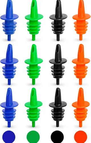 Paquete de 12 boquillas de jarabe de cono de nieve, vertedores de velocidad de botellas de plástico para hielo afeitado, licor, jugo y más (12,