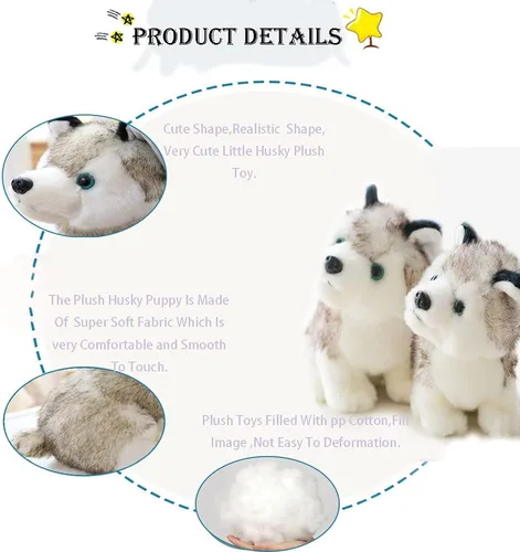 Miniatura 3 de Peluche de perro Husky de 9.8 pulgadas, adorable regalo para niños