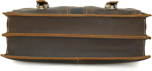 Miniatura 9 de Polare - Bolsa de mensajero de cuero de grano completo de 16 pulgadas para computadora portátil, bolsa de trabajo profesional para hombres