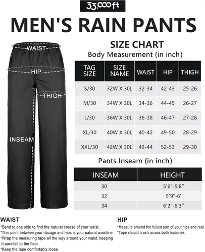 Miniatura 6 de 33000ft Pantalones de lluvia para hombre pantalones impermeables para lluvia pantalones al aire libre resistentes al viento para senderismo pesca