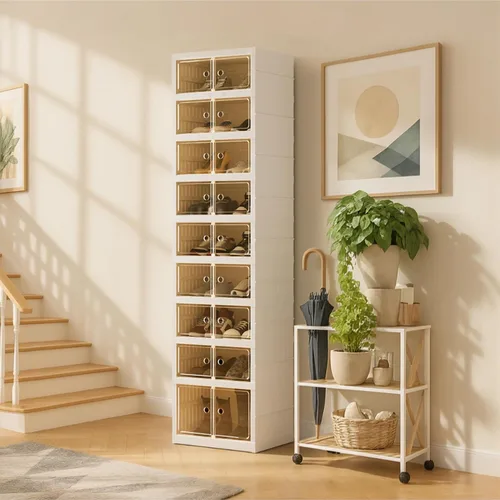 Miniatura 23 de Organizador de Zapatos Plegable Caja de Almacenamiento, Estante de Zapatos Plegable Portátil Extra Grande para Closet, Caja de Almacenamiento