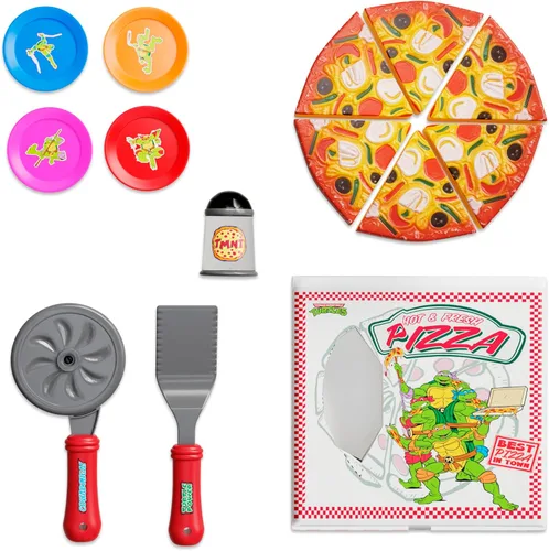 Miniatura 7 de Juego de juguetes de pizza para niños, comida para jugar en la cocina, rebanar y servir pizza de juguete con caja, cortador de pasteles