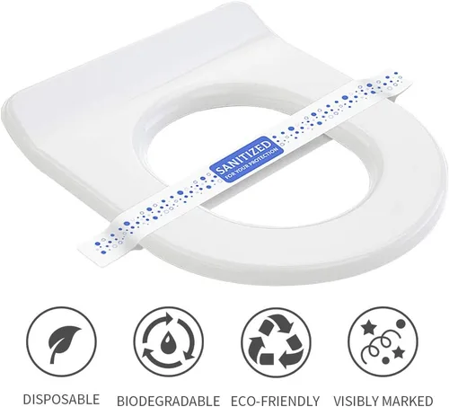Miniatura 6 de ESSENTIAL 1000 bandas impresas para asiento de inodoro de 16-1/2 pulgadas de largo x 1-1/2 pulgadas de ancho, tiras de papel para asiento de inodoro