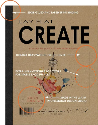 Miniatura 4 de Design Ideation Lay Flat Create. Cuaderno de bocetos de hoja extraíble. Papel premium. Encuadernación plana reforzada Smart-Bind (8.5" x 11")