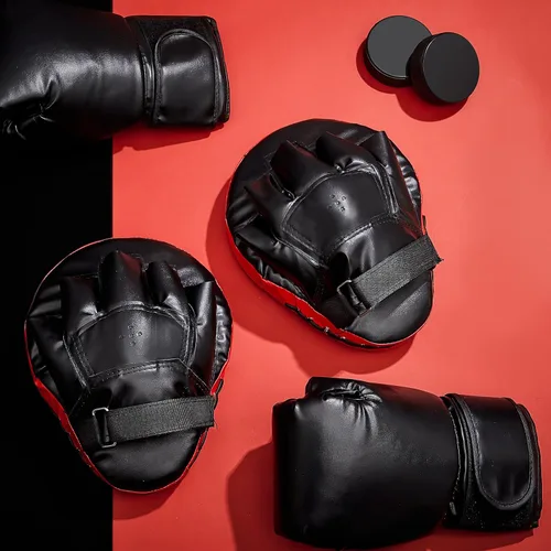 Miniatura 7 de Foilswirl Juego de 2 pares de guantes de boxeo 4 en 1 de 8 onzas y 4 guantes de boxeo para niños, hombres y mujeres, guantes de boxeo, juego