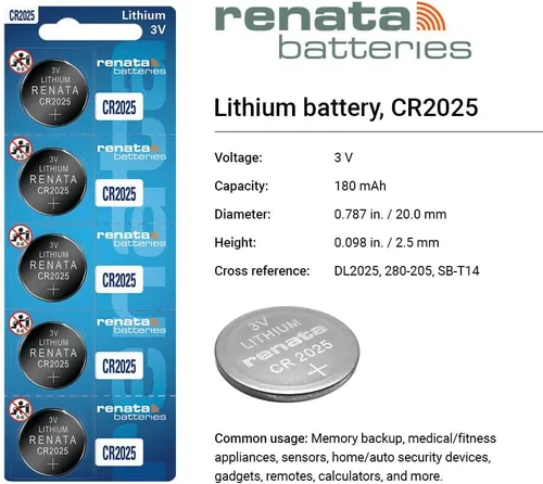 Miniatura 2 de Renata CR2025 Baterías - Batería de litio de 3 V 2025 (2 unidades)