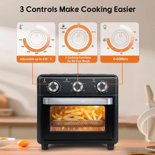 Miniatura 2 de Combo de horno tostador de freidora de aire de 10 cuartos de galón, horno freidora de aire de 3 capas con ventana visible, freidoras de aire