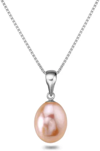 Drop-shape Collar de perlas cultivadas de agua dulce rosa colgante collares para mujeres 16-18 pulgadas AAA plata collar colgantes - Orien Jewelry