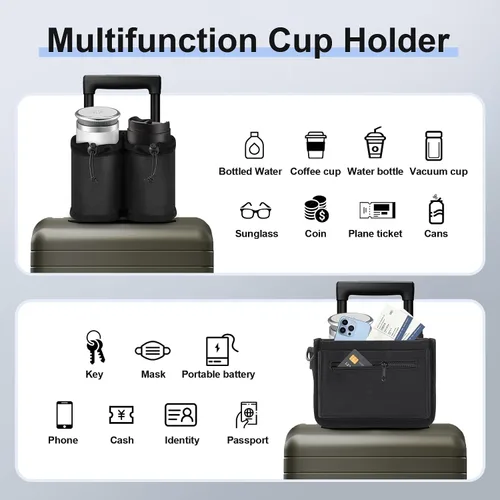 Miniatura 4 de Portavasos de equipaje Travel Essentials, negro, (Black With Shoulder Strap)