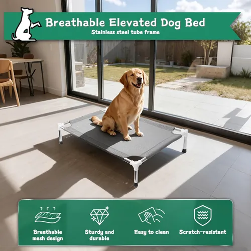 Miniatura 2 de Makerfire Cama elevada para perros, cuna elevada para interiores y exteriores, para perros pequeños, cama desmontable para mascotas con patas