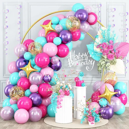 Miniatura 18 de HILAVO Kit de Arco de Globos Pastel Macaron Rosa Azul Verde Morado Amarillo Color Pastel Arcoíris Confeti Globos de Látex Guirnalda para Pascua