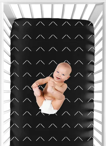 Miniatura 4 de Sweet Jojo Designs Sábanas ajustables para cuna de bebé (flecha bohemia negra y blanca) para niños o niñas, guardería infantil, habitación de niños