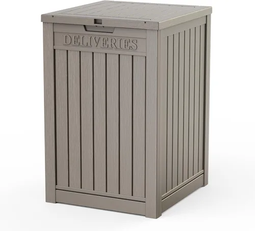 Miniatura 16 de EasyUp Caja de almacenamiento al aire libre de 30 galones, caja de resina para muebles, herramientas de jardín, cajas de almacenamiento exteriores