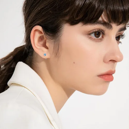 Miniatura 27 de Aretes pequeños de plata de ley 925 para mujer