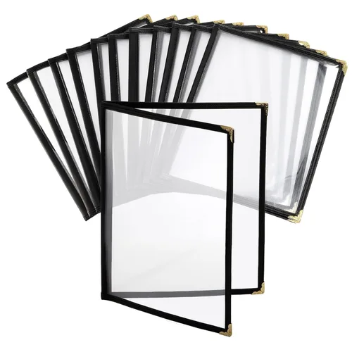 Nicunom 12 paquetes de cubiertas para menús de restaurante, 8.5 x 11 pulgadas, cubiertas de menú de 2 páginas, 4 vistas, soportes transparentes para