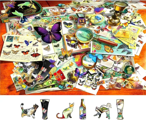 Miniatura 27 de Autumn Birds - Rompecabezas de 500 piezas para adultos, lindo paisaje natural de otoño, dibujos animados, pájaros bebés con sombreros de invierno