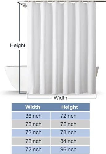 Miniatura 8 de OWENIE Cortina de ducha blanca para baño, 96 pulgadas, extra larga, elegante cortina de ducha de tela texturizada en relieve 3D, repelente al agua