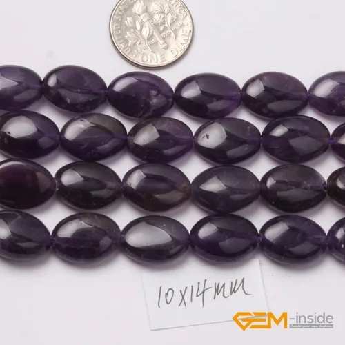 Miniatura 3 de GEM-Inside - Cuentas ovaladas naturales de 0.394 x 0.551 in amatista, piedras preciosas de cristal sueltas para curación de joyas, adultos 15