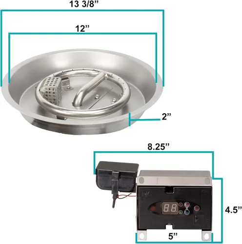 Miniatura 3 de Celestial - Kit de quemador redondo de 12 pulgadas con control remoto, acero inoxidable, encendido electrónico, propano