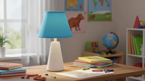 Miniatura 9 de Aspen Creative 58915 Pantalla de lámpara de construcción UNO de forma Imperio con tapa dura de transición en color azul celeste, 9" de ancho