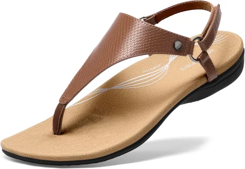 Miniatura 17 de DREAM PAIRS Sandalias planas para mujer, con soporte de arco, ortopédicas, cómodas, suaves, acolchadas, para verano, con correa en T