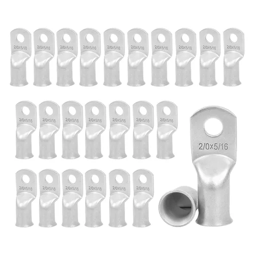 Miniatura 30 de 2/0 AWG 5/16" Stud (25 piezas), terminal de anillo de batería resistente, conectores de calibre 00, lengüetas de alambre de cobre 2/0, terminales