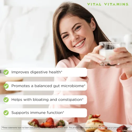 Miniatura 4 de Vital Vitamins Complejo probiótico para hombres y mujeres, 70 mil millones de UFC, fabricado con mezcla prebiótica, digestivo, salud intestinal