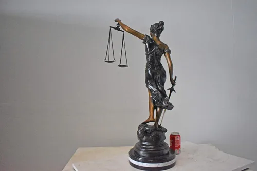 Miniatura 5 de Lady Justice Estatua de Bronce Montada en Mármol - Tamaño: 14" L x 16" W x 32" H.