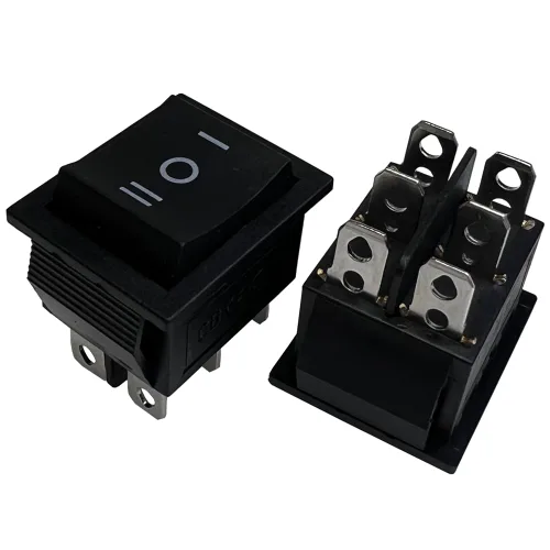 Miniatura 18 de Interruptor basculante DPST On-Off Unilluminated Negro 4 Pin 1.220x0.984 in Rectangular Snap-in Interruptor de alimentación de palanca