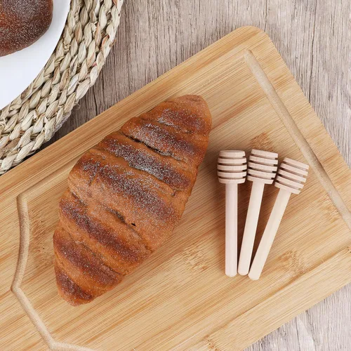 Miniatura 6 de Palitos de madera de miel, 3 piezas, mini cucharas de miel para tarro de miel, dispensar agitador de mezcla