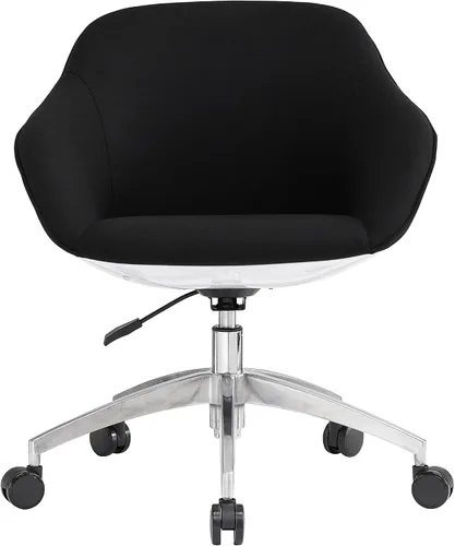Miniatura 5 de Techni Mobili Silla de trabajo tapizada con soporte lumbar, silla de oficina de altura ajustable con control de inclinación y giro de 360 grados