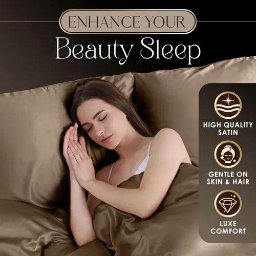 Miniatura 6 de Martex Juego de sábanas de 4 piezas tamaño King de lujo de calidad hotelera Elegance - Satén champagne, sedoso y suave, excelente para el cabello