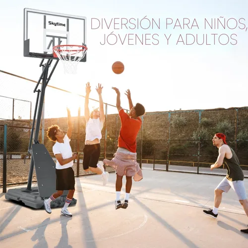 Miniatura 7 de Skytime Canasta de baloncesto portátil con tablero de 44 y 48 pulgadas, metas de baloncesto para exteriores, 5.3-10 pies, sistema de regulación sin