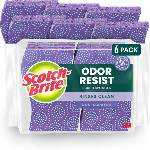 Scotch-Brite - Esponjas resistentes a los olores sin rayar para restregar, esponjas de cocina aptas para lavavajillas que resisten los olores