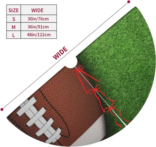 Miniatura 4 de Alfombra de césped de fútbol americano, divertido deporte, verde, 36 pulgadas, falda de árbol de Navidad, tapete, suministros divertidos