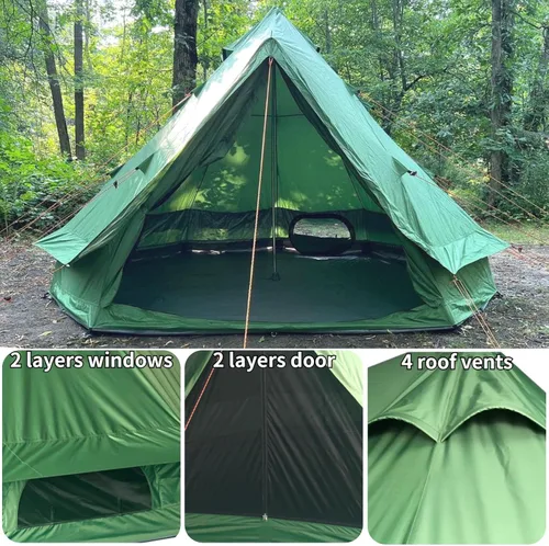 Miniatura 5 de DANCHEL OUTDOOR B1 Yurta portátil con huella, impermeable, 4-6 Persom Family Campana de Campana de Campamento 300D Oxford Nylon UPF50+ Protección
