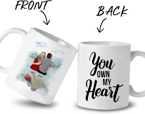 Miniatura 2 de Gossby Taza para parejas, regalo personalizado para pareja, marido, esposa, novio, novia con diseño, nombre, San Valentín, boda, aniversario, regalo