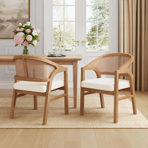 Christopher Knight Home Faritel Juego de 2 sillas modernas de comedor de madera, sillas de cocina tapizadas en tela, sillas laterales cómodas para