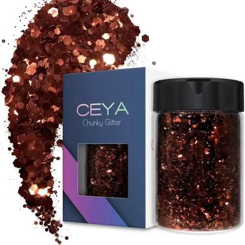 Miniatura 33 de Ceya - Purpurina gruesa, 140 g / 4.9 oz de polvo de purpurina para manualidades, color lila aubergine, con copos finos, lentejuelas iridiscentes 4.9