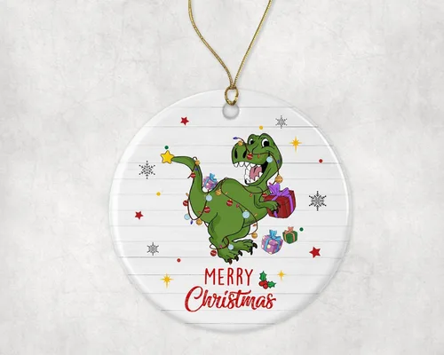 Merry Christmas Dinosaurs Ornament, 2023 Christmas Ornament, Dinosaurs Christmas Light Ornament, Kids Christmas Ornament, Animal Christmas Ornament