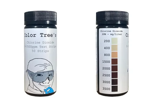 Miniatura 2 de Color Tree's CDS 0-3500ppm Tiras de prueba de dióxido de cloro (ClO2) - 50 tiras - Rango máximo de prueba DIY CDS