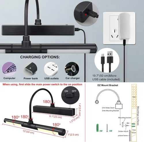 Miniatura 41 de LUXSWAY - Iluminación LED inalámbrica para marcos de fotos, iluminación recargable para exhibición de arte, clip para cuadros, luces para sobre