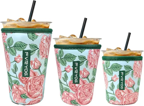 Miniatura 31 de Fundas de neopreno reutilizables aisladas para café helado, fundas para tazas de café helado, fundas para bebidas heladas y calientes