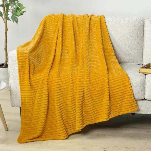 Miniatura 11 de PAVILIA Manta de forro polar súper suave, manta de franela de felpa mullida, cálida y acogedora manta de microfibra acanalada para sofá o cama, Negro